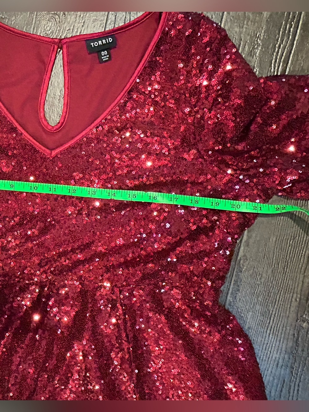 torrid Red Sequin Long Sleeve Fit-and-Flare Dress - Picture 6 of 8